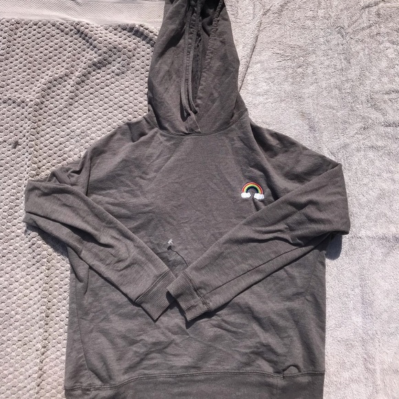 Rebellious One Tops - Women’s Rebellious One Rainbow Gray Hoodie - Small